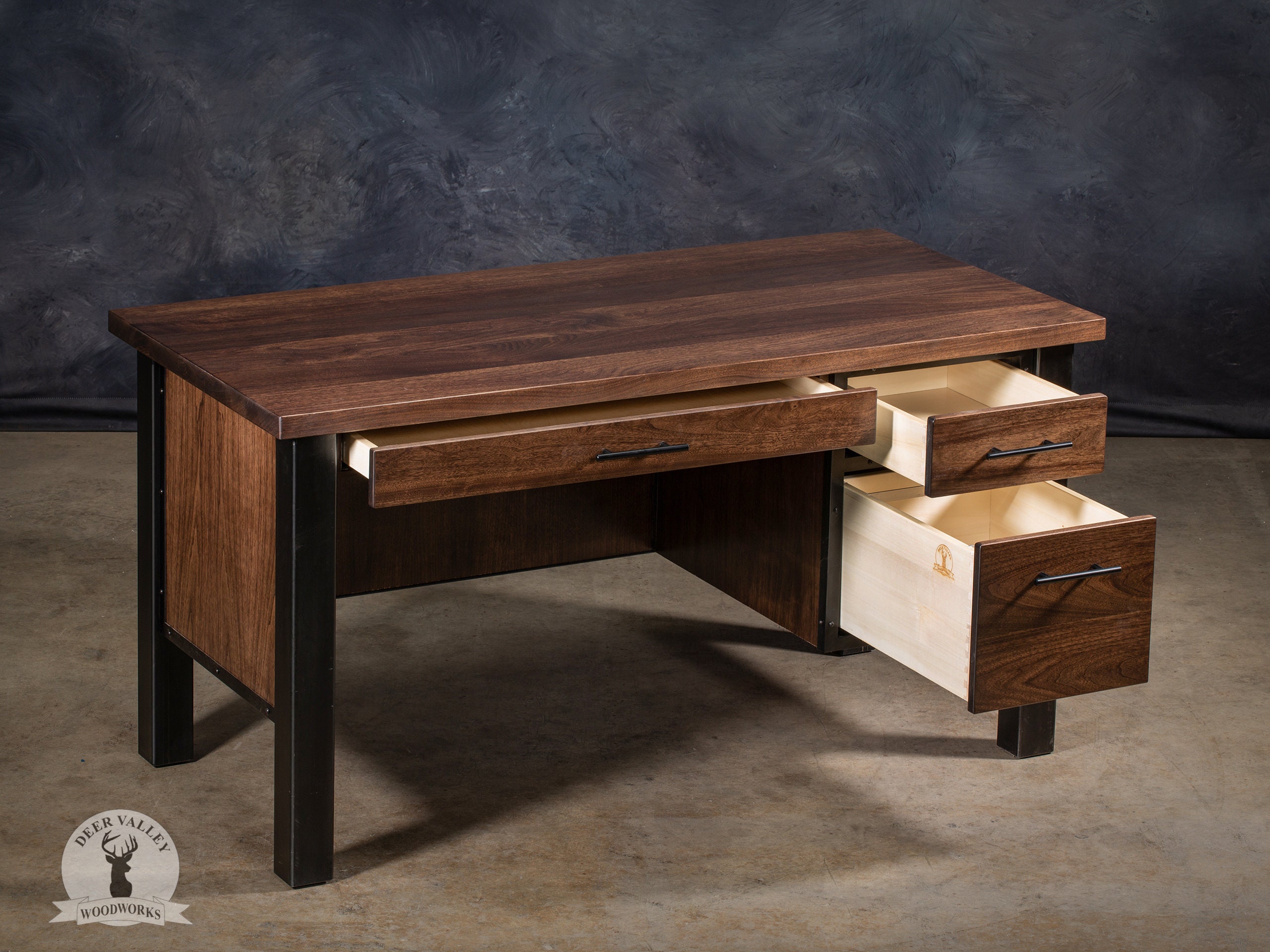 The Reagan Walnut Executive Desk, Stained Finish | Deer Valley Woodworks