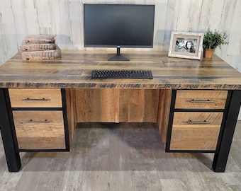 Barnwood executive desk, reclaimed wood desk, industrial desk