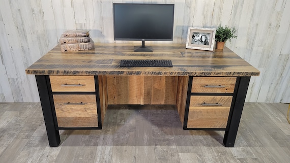Barnwood Executive Desk Reclaimed Wood Desk Industrial Desk