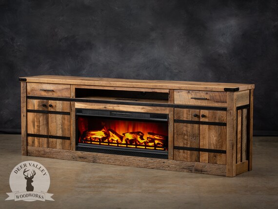 Fireplace media console discount