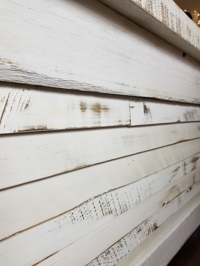Rustic white headboard & footboard distressed white ship lap Etsy