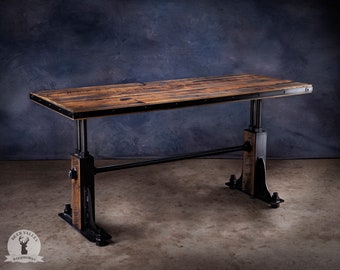 Industrial modern desk, reclaimed wood desk, executive writing desk, urban oak barnwood computer desk, industrial style office desk