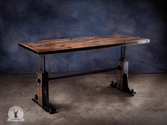 Industrial Modern Desk Reclaimed Wood Desk Executive Writing Desk Urban Oak Barnwood Computer Desk Industrial Style Office Desk Home Office Etsy