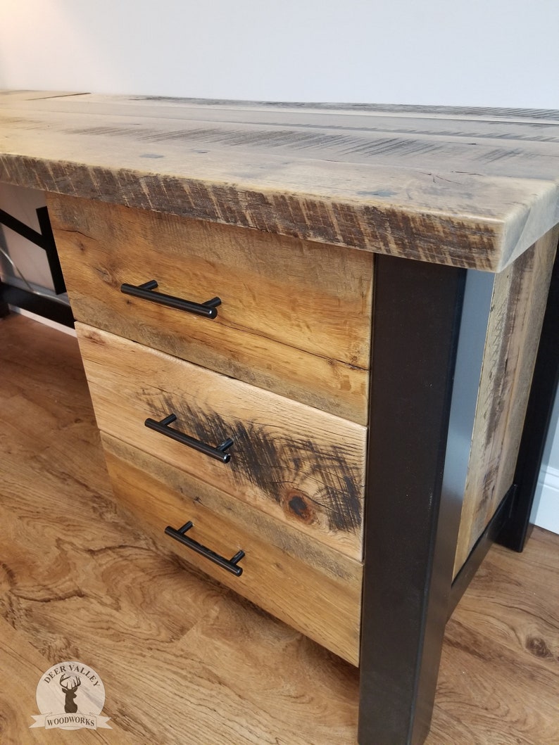 Reclaimed Wood Computer Desk Rustic Corner Desk Barnwood Etsy