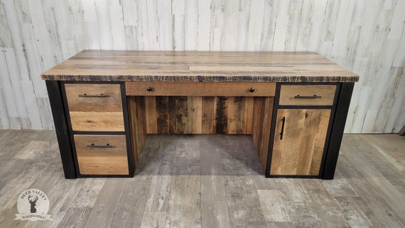Barnwood Executive Desk Reclaimed Wood Desk Industrial Desk