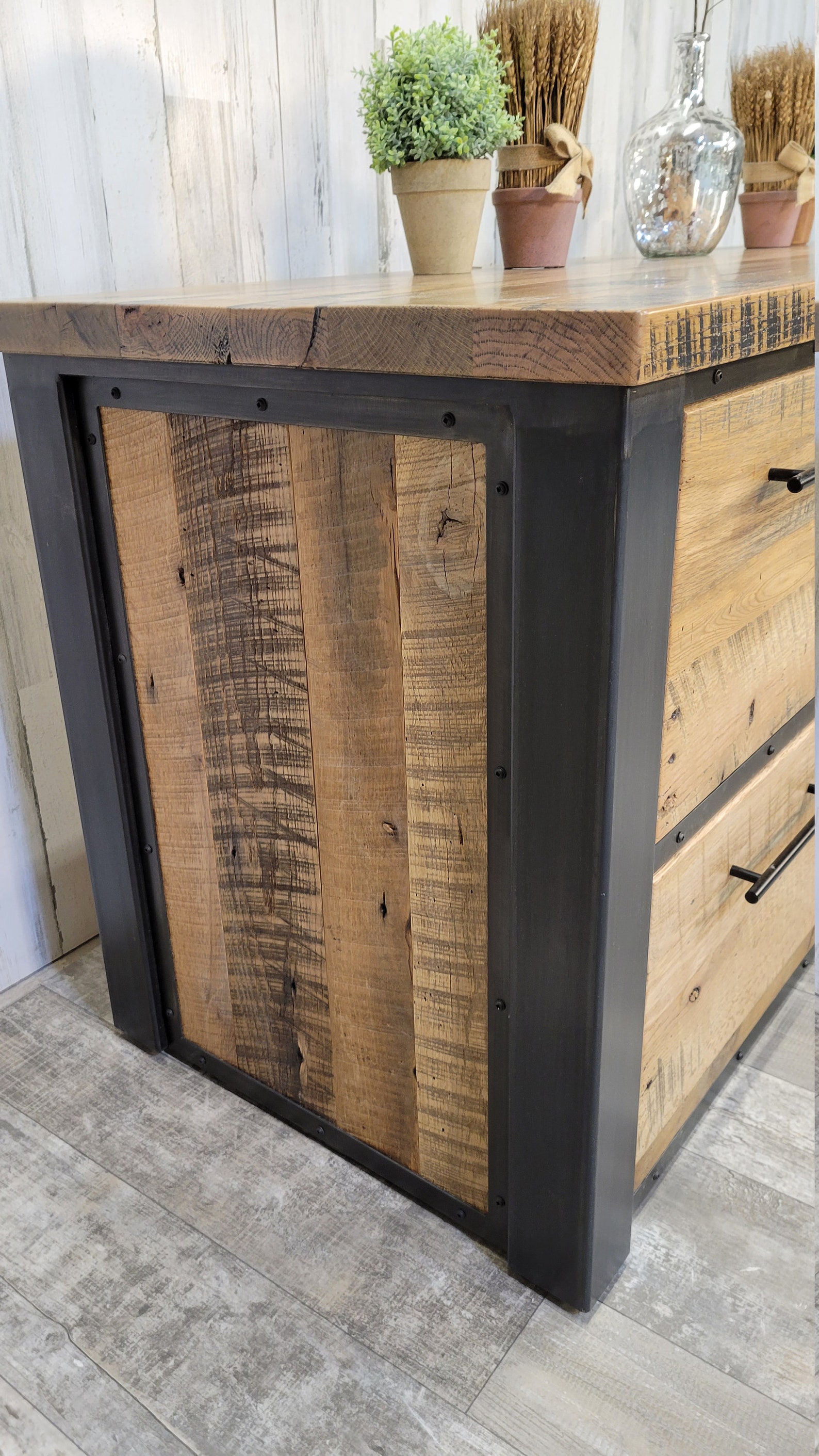 Office credenza reclaimed barnwood file rustic desk Etsy