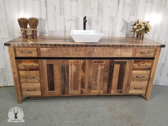 72 Barnwood Vanity, Reclaimed Wood Vanity, Rustic Bath Cabinet, Custom  Double Cabinet Vanity, Solid Wood Bathroom Vanity With Drawers 