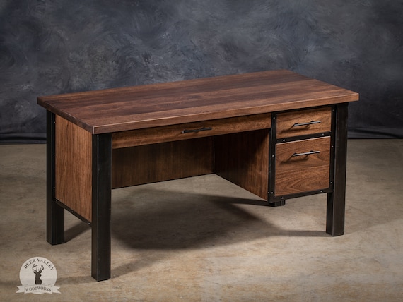 Executive wood desk with drawers deals