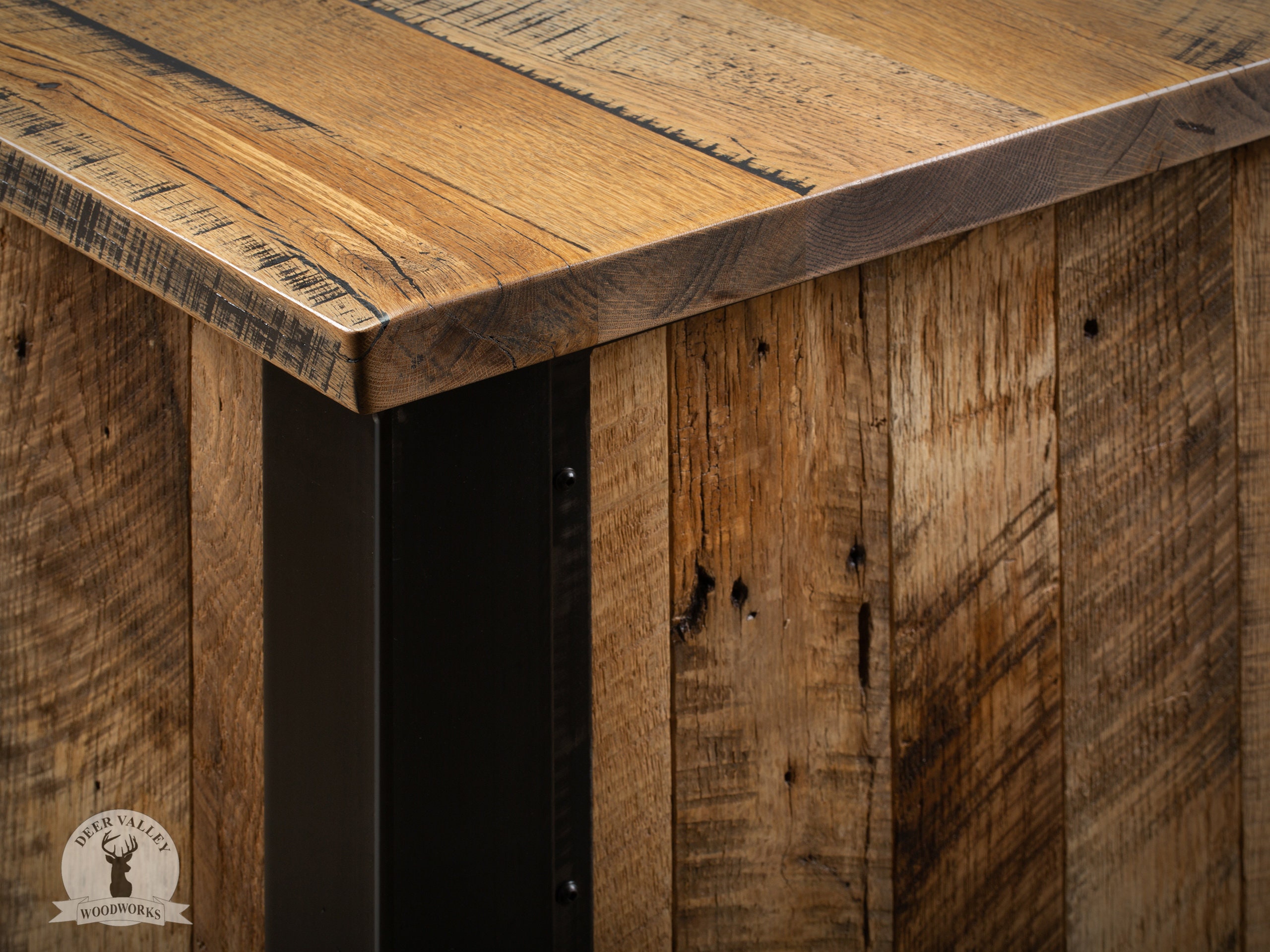 The Miller Barnwood Corner Desk, Natural finish with drawers | Deer  Valley Woodworks