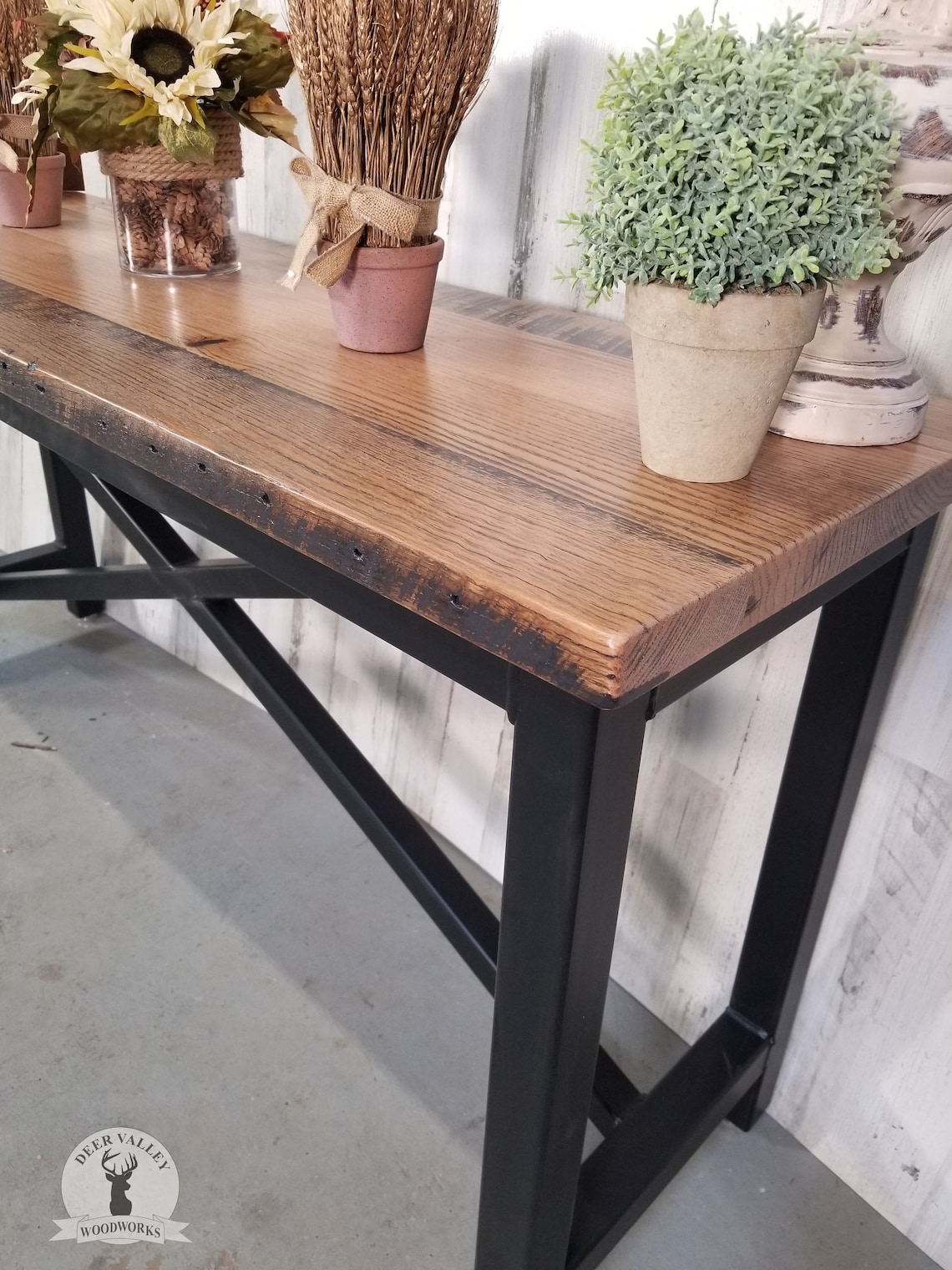 Barnwood Console Table Reclaimed Wood Entry Table Buffet Etsy