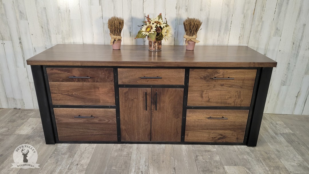 Office Credenza Walnut Printer Stand File Custom Solid Walnut