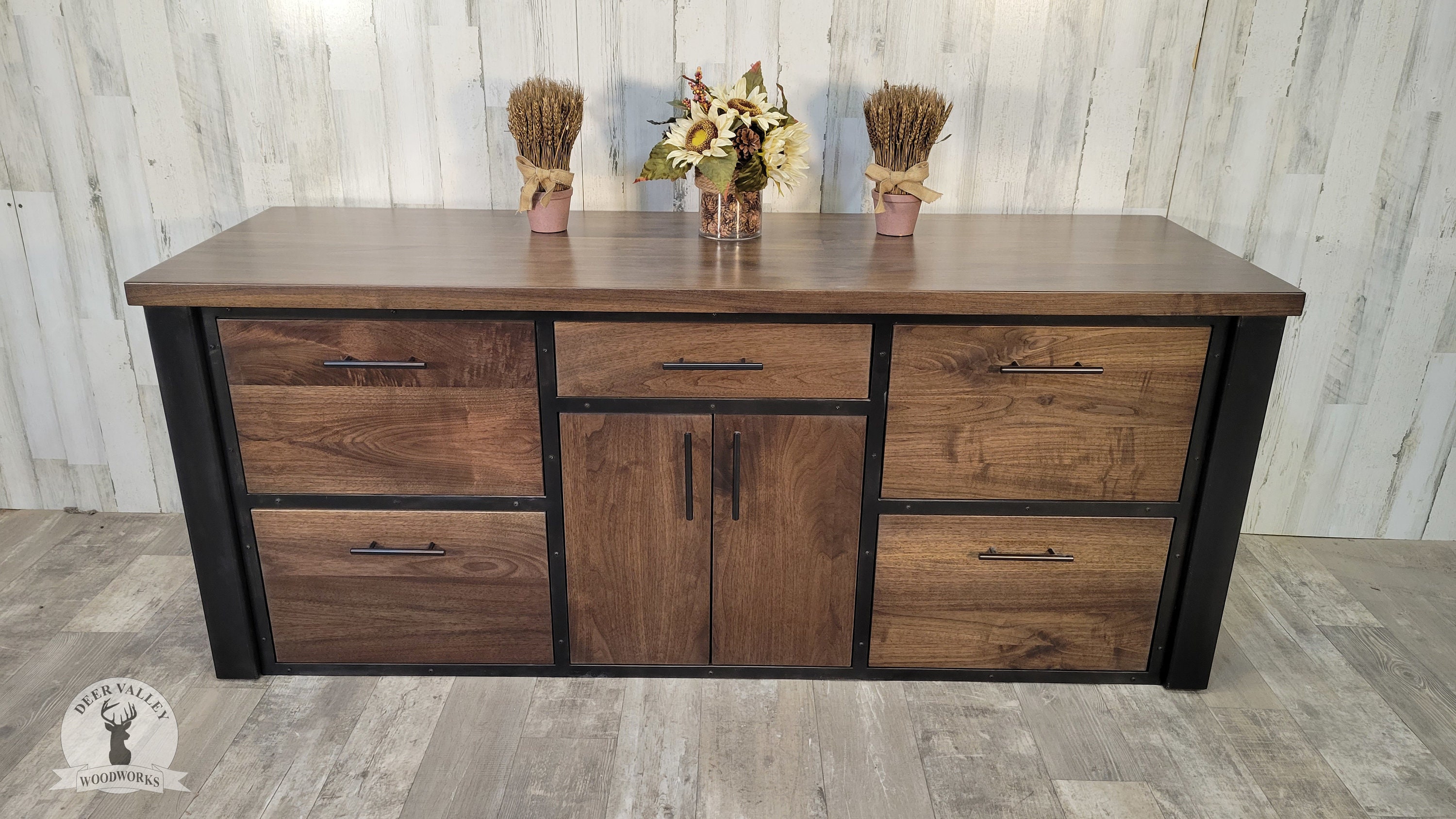 Office Credenza Walnut Printer Stand File Cabinet Custom Solid Walnut Office Credenza With Drawers Modern Office Storage Cabinet Etsy UK