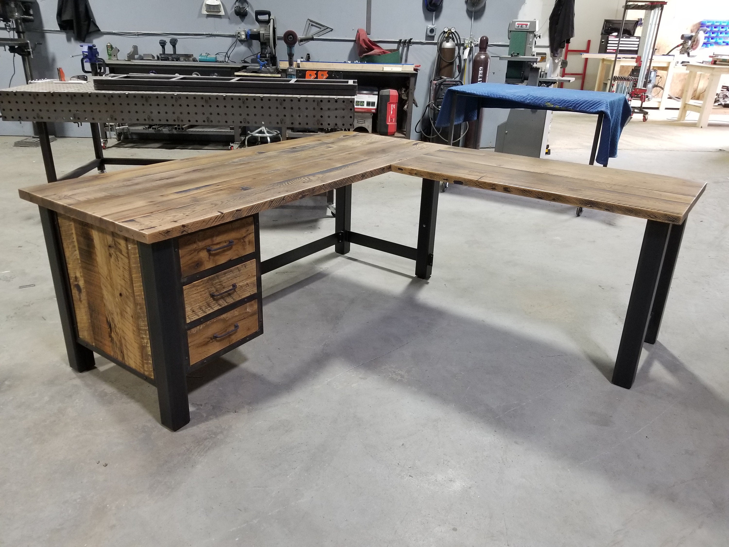 Reclaimed Computer Desk Rustic Corner Desk Barnwood Office Etsy