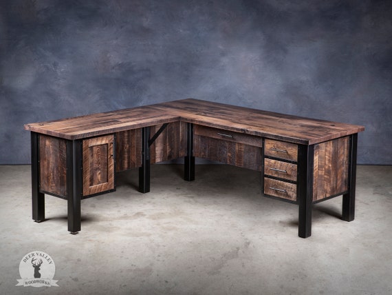 Reclaimed Barnwood L-shaped Desk, Barnwood Office Desk, Corner Desk, Solid  Wood Corner Desk With Drawers, Barnwood Work Station With Drawers -   Israel