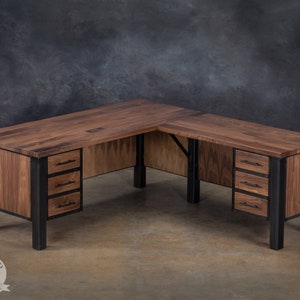 Industrial Corner Desk Rustic Corner Desk Walnut Office Desk