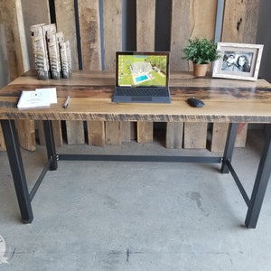 reclaimed wood desk, barnwood desk, industrial office desk