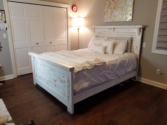 Rustic White Headboard Footboard Distressed Ship Lap Footboard Distressed White Ship Lap, White Queen Bed With Headboard And Footboard