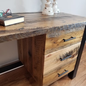 Rustic Barnwood Corner Desk With Drawers Reclaimed Wood L-Shaped Desk Custom Barn Wood Office Desk Industrial Work Station Wood Desk image 7