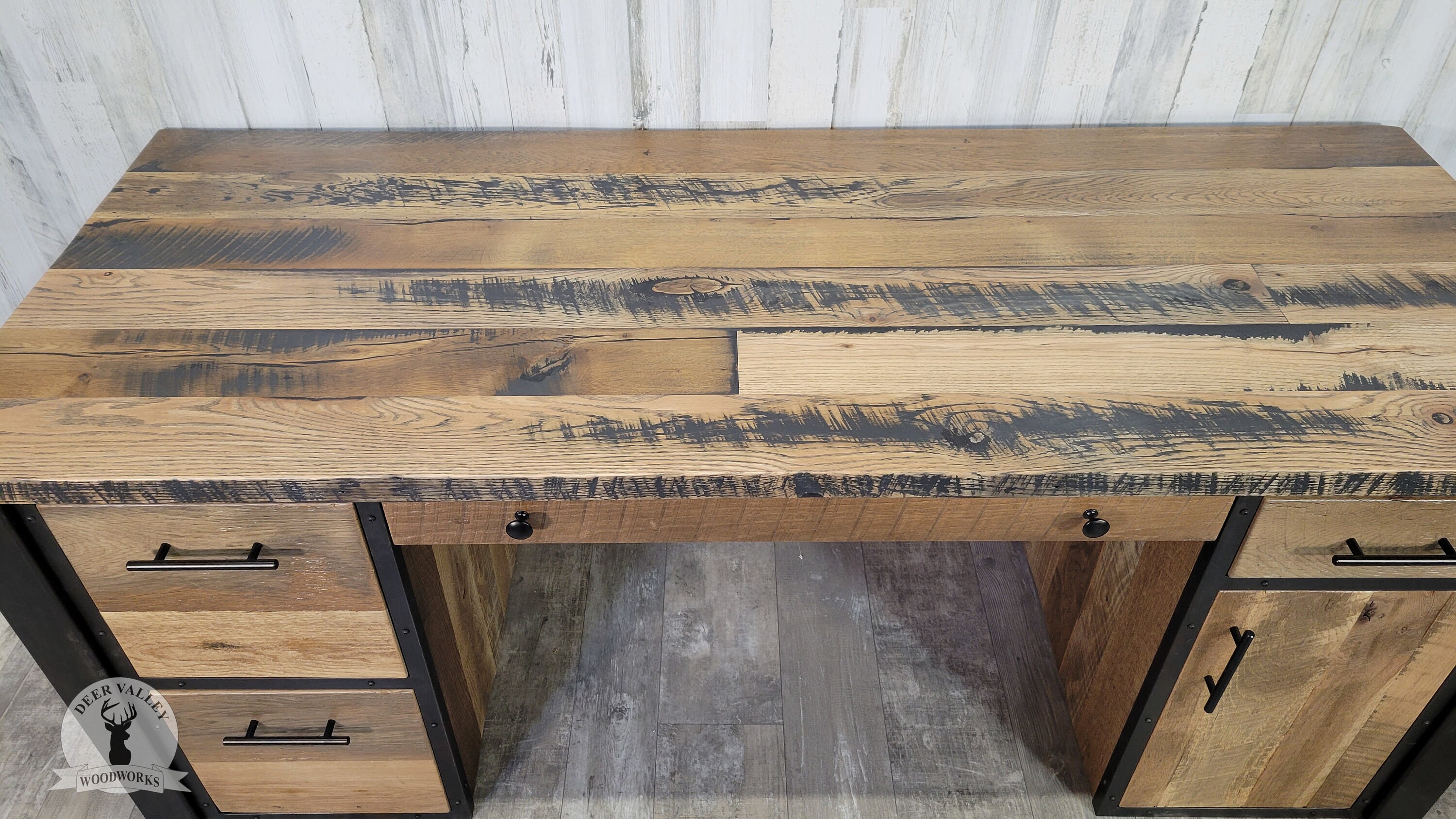 Barnwood Executive Desk Reclaimed Wood Desk Industrial Desk Etsy