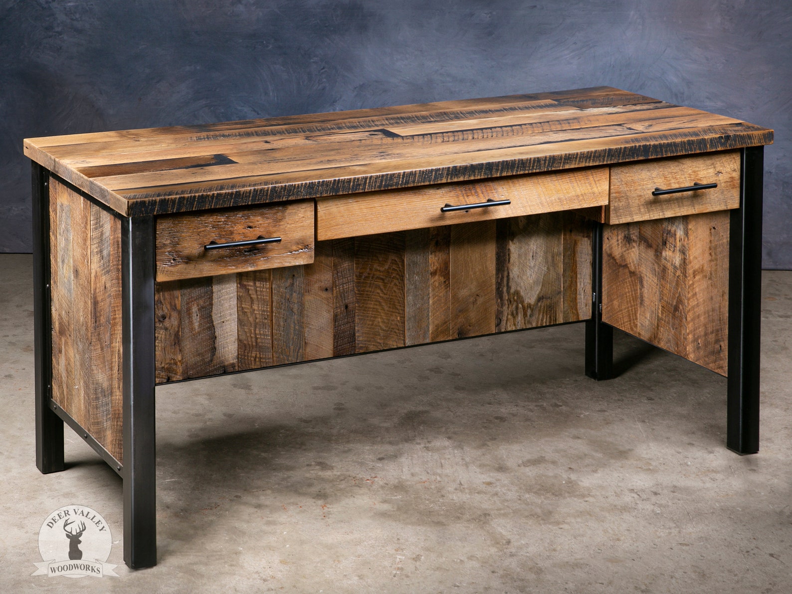 Reclaimed Wood Executive Desk Industrial Office Desk Etsy