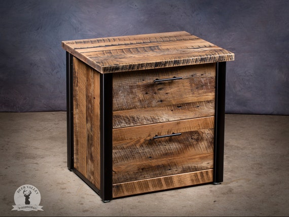 Barnwood File Cabinet File Drawer Cabinet End Table Square Wood