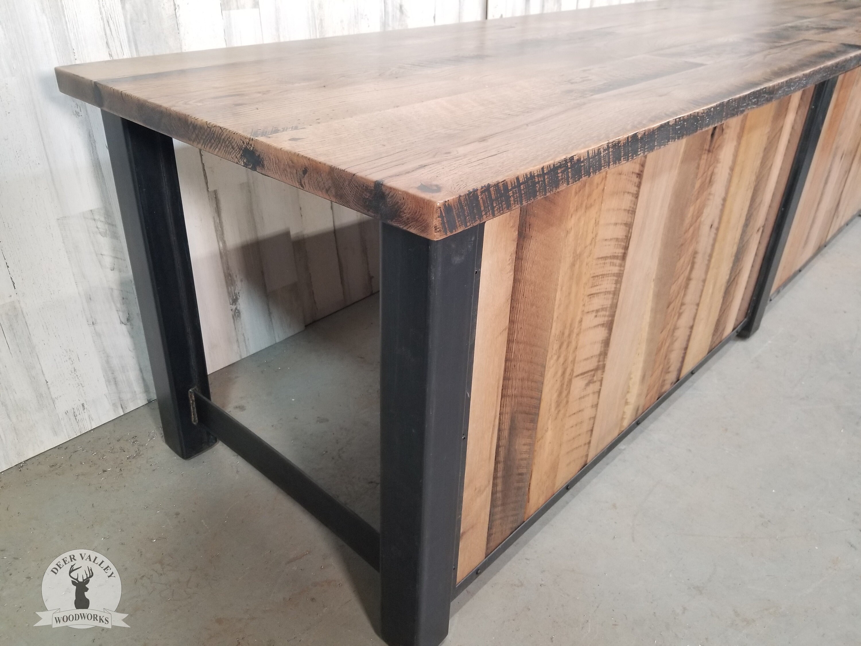 The Andrew Large Barnwood Straight Desk, Natural Finish | Deer Valley  Woodworks