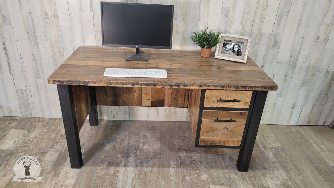 Barnwood Executive Desk | Industrial Office Desk | Urban Desk ...