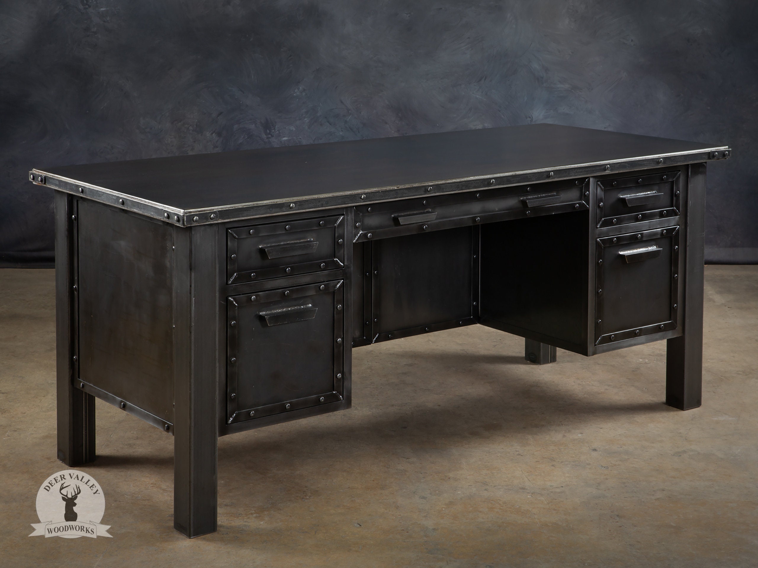 Industrial Modern Executive Desk Modern Steel Desk Vintage Industrial Desk Work Desk Home Office Etsy
