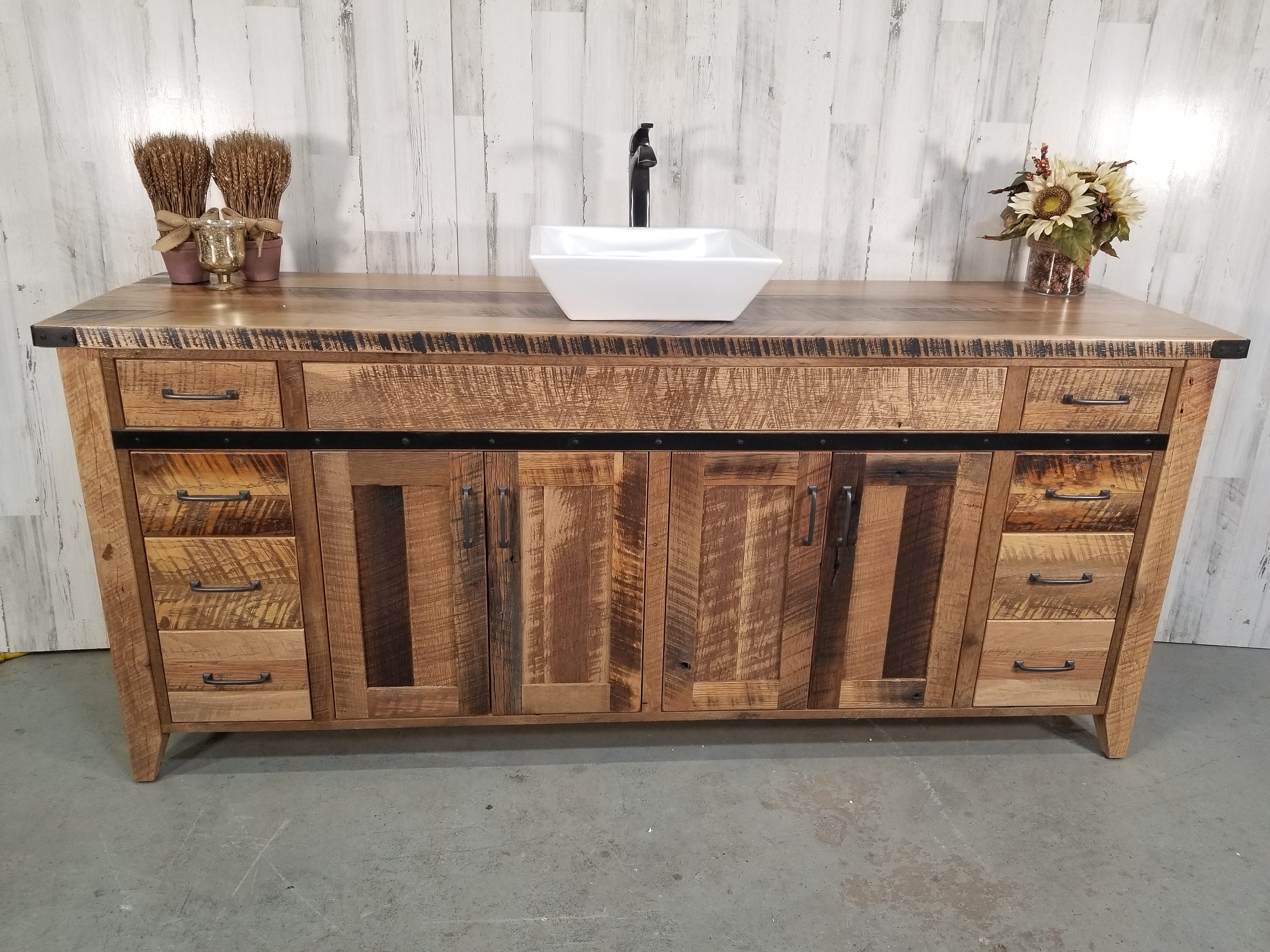 72 barnwood vanity reclaimed wood vanity rustic bath  Etsy