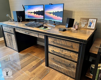 Large 94 Walnut Executive Desk, Office Computer Desk, Industrial Desk,  Solid Walnut Office Desk With Drawers, Home Office Desk -  Finland