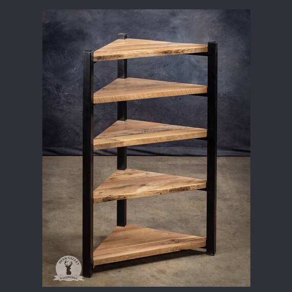 well-built repurposed american vintage industrial freestanding shelving  unit or rack complete with recycled barn wood