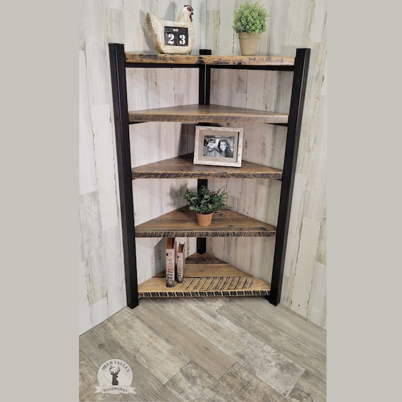 Wood & Metal Freestanding 5-Shelf Bookshelf 