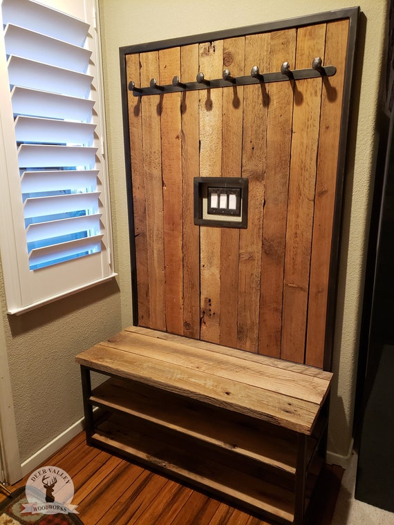 Storage Bench AND Coat Rack Entryway Bench Mudroom Hall Tree Bench Shoe Storage  Bench Reclaimed Wood Furniture Coat Rack 