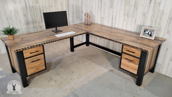 Reclaimed Barnwood L-shaped Desk, Barnwood Office Desk, Corner Desk, Solid  Wood Corner Desk With Drawers, Barnwood Work Station With Drawers -   Israel