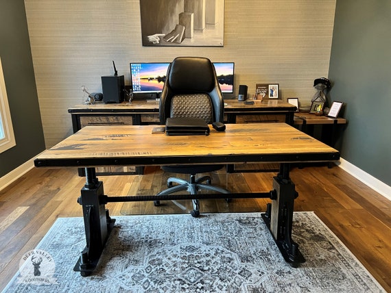 Escritorio moderno industrial, escritorio de madera recuperada, escritorio  ejecutivo, escritorio de computadora de madera de roble urbano, escritorio  de oficina en casa industrial -  México