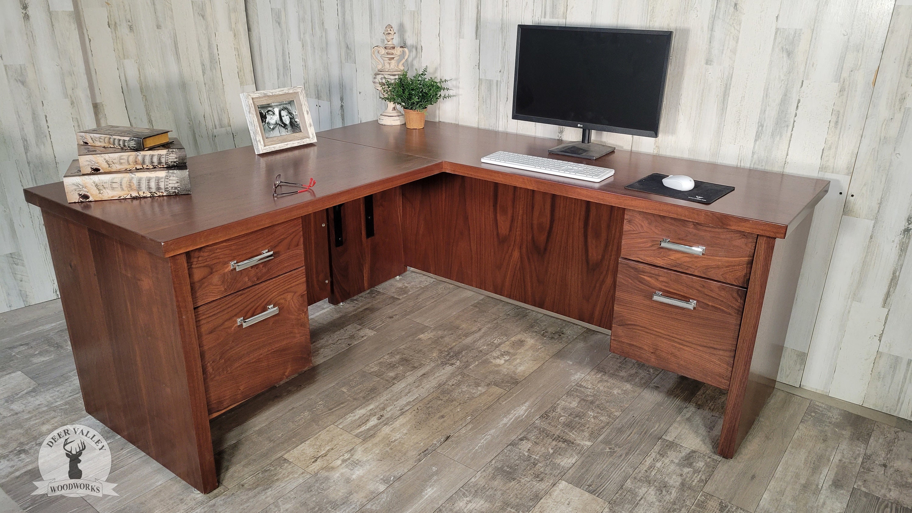 Walnut Finish Traditional Home Office Writing Desk w/Drawers