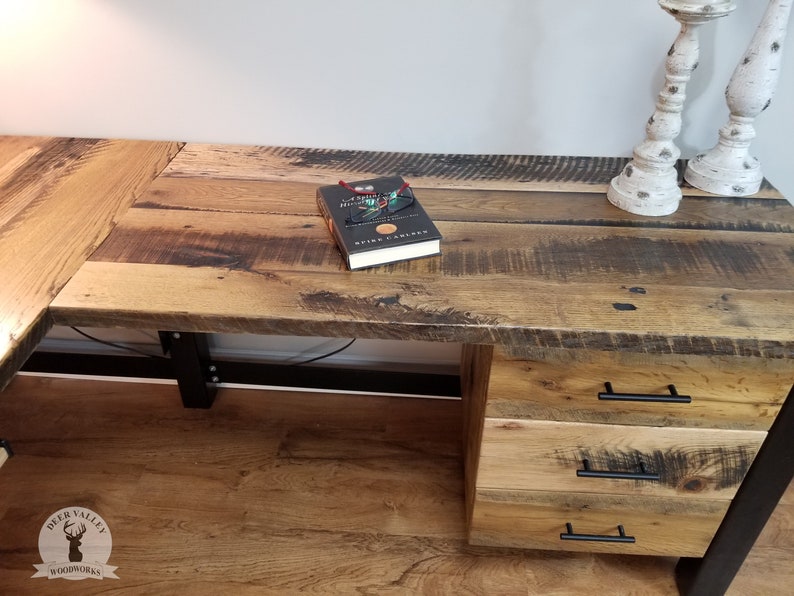 Reclaimed Wood Computer Desk Rustic Corner Desk Barnwood Etsy