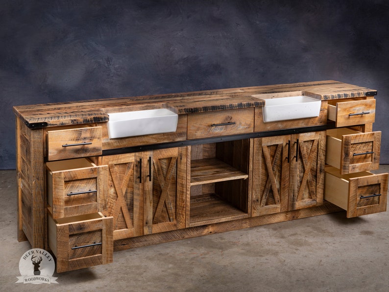 Farmhouse Bathroom Vanity Double Sink Vanity Rustic Vanity - Etsy