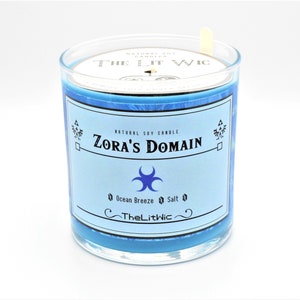 Zora&#39;s Domain Legend of Zelda Inspired 9oz. Natural Soy Wax Candle