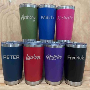 Personalised Luxe Stainless Steel Matt Finish Insulated Travel Mug / Engraved Travel Mug / Engraved Mug With Name