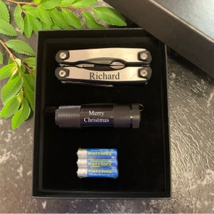 Christmas Gift Personalised Multi Tool and Torch Gift Set -  Personalised Laser Engraved Christmas Gift Dad Grandad Pop Uncle Brother