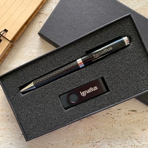 Personalised Laser Engraved Metal Pen and USB Flash Drive Gift Set Personalised Birthday Gift