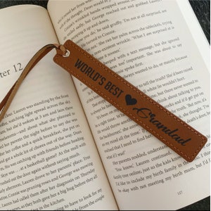 Fathers Day Vegan Leather Bookmark Personalised Engraved Bookmark Fathers Day Gift - Personalised Gift for Dad Grandad  -ENGRAVED BOTH SIDES