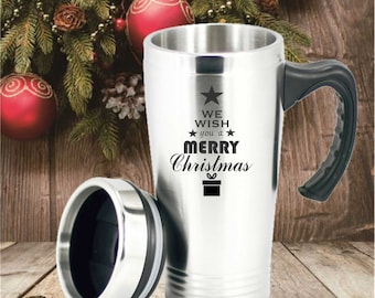 Personalised Christmas Stainless Steel Travel Mug, Personalised Engraved Mug , Present Gift Teacher Mum Dad