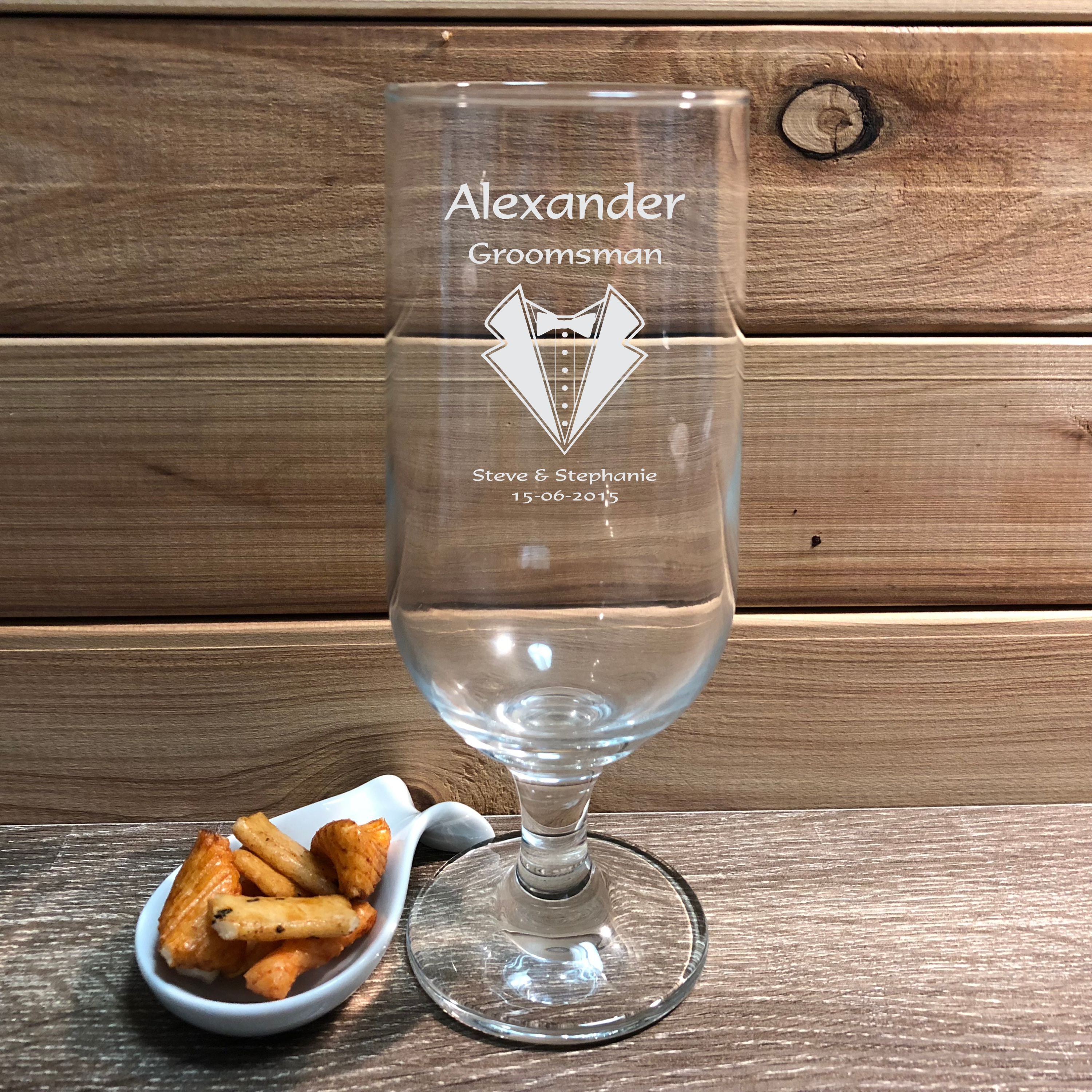 5 X Engraved 340ml Footed Beer Glasses Personalised Groomsman Etsy UK