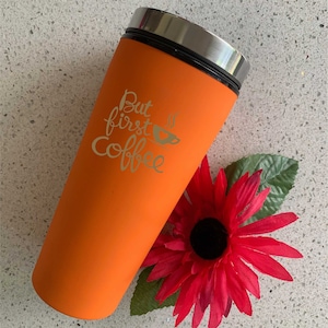 Personalised Teachers Gift Thermo Travel Mug, Coffee Mug, Personalised Engraved Mug , Present Gift Teacher Christmas Gift ORANGE