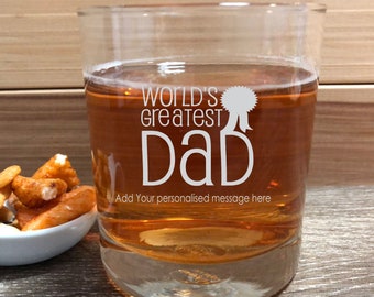 Fathers Day Scotch Whiskey Glass Bourbon Glass Personalised Engraved Gift Dad Pop Grandad  - GIFT BOX OPTION