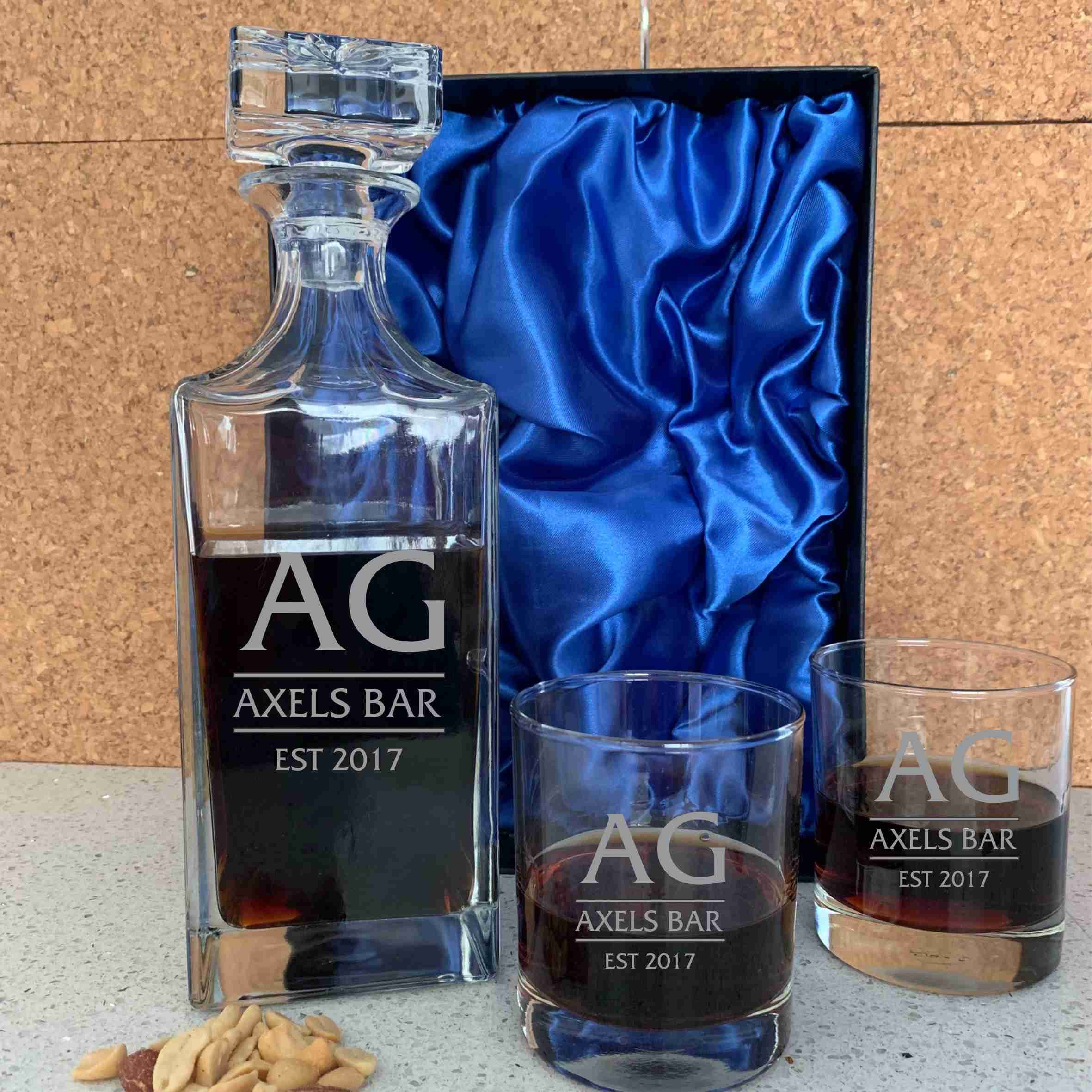 Personalised Engraved Whiskey Decanter Set With Two Whiskey Etsy