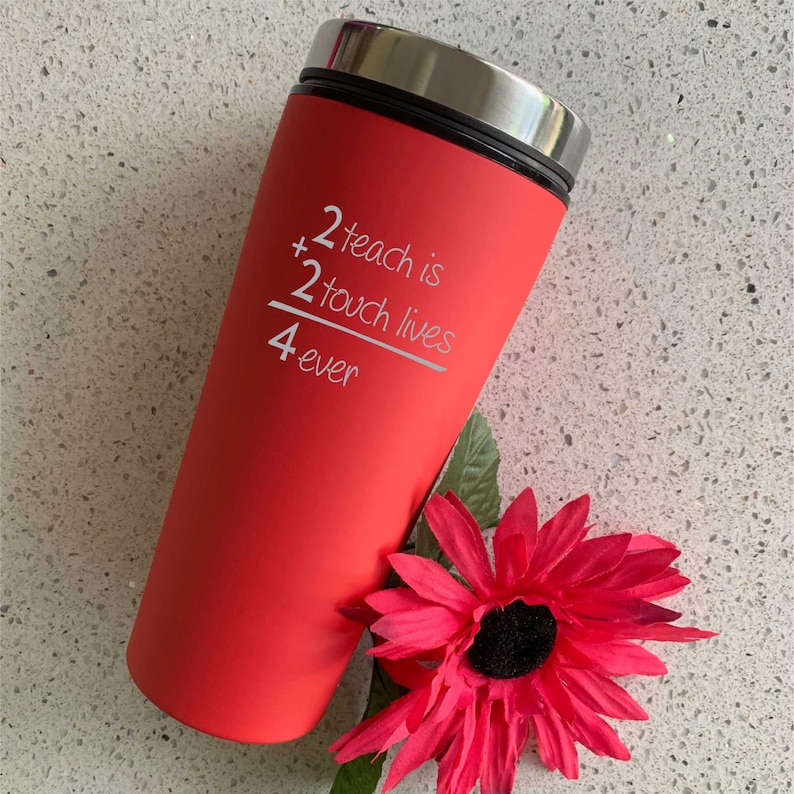 Personalised Teachers Gift Thermo Travel Mug, Coffee Mug, Personalised Engraved Mug , Present Gift Teacher Christmas Gift RED