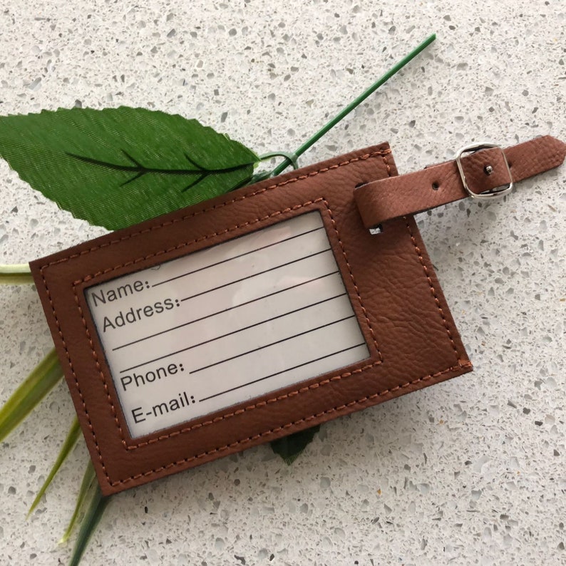 Personalised Leatherette Luggage Tag Laser Engraved Birthday Etsy